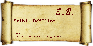 Stibli Bálint névjegykártya
